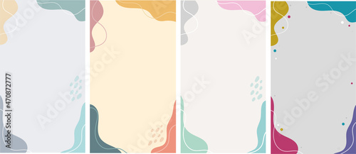 Abstract background set template. Background with abstract stains and pastel colors. Social media stories and Main Feed cover.