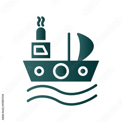 Ship Glyph Gradient Vector Icon Design
