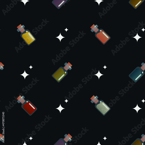 Magic print with bottles and stars