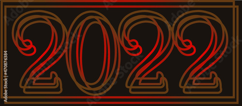 Number 2022, striped pattern on a brown background.