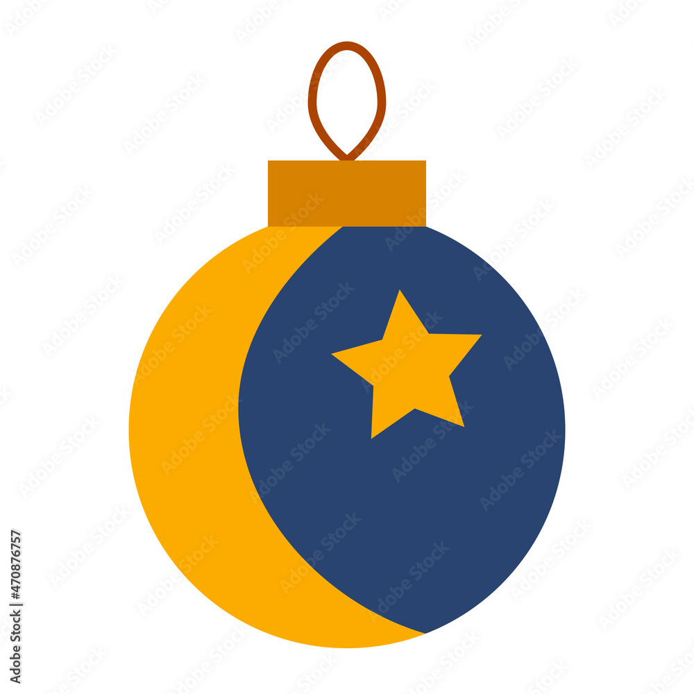 Сhristmas-tree decoration isolated on white background. Flat vector illustration
