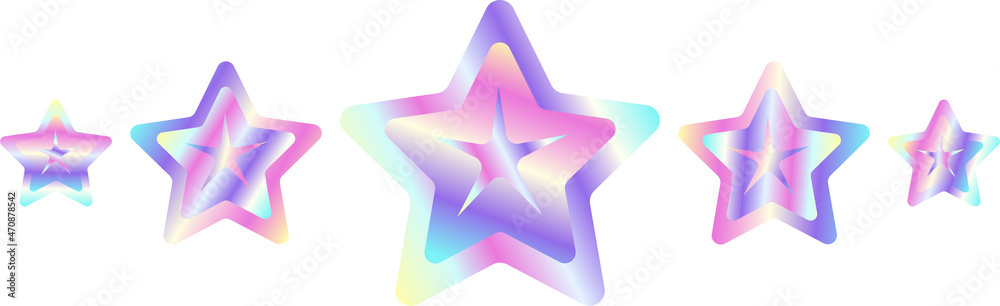 Holographic rainbow stars rating decorative element vector illustration Holographic rainbow stars rating decorative element vector illustration