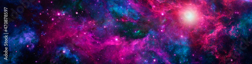 Valokuvatapetti Cosmic colorful background with nebula and shining stars