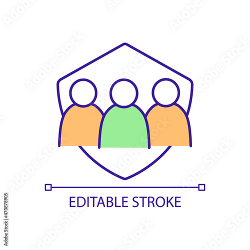 Natural immune protection RGB color icon. Herd immunity. Mass vaccination. Protect people against ongoing disease spread. Isolated vector illustration. Simple filled line drawing. Editable stroke