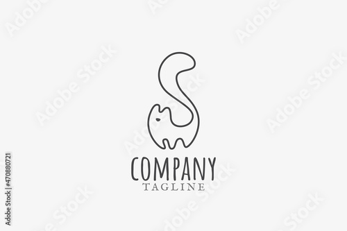 a simple cat logo with a line drawing style