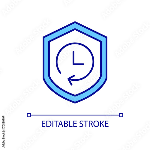 Increasing lifespan RGB color icon. Life expectancy. Lifetime extension. Good health saves life. Clock face. Isolated vector illustration. Simple filled line drawing. Editable stroke