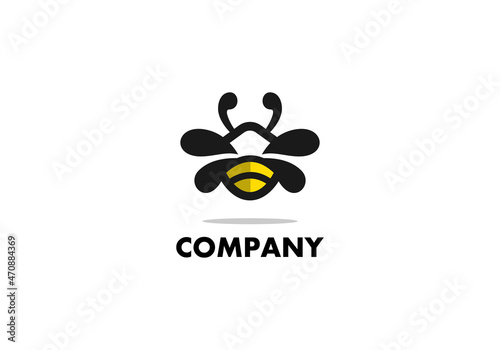 Logo Element Symbol Bee Fly Black Yellow Vector Illustration Template Good For Any Industry