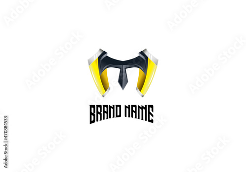 Logo Element Symbol Letter M Futuristic Black Yellow Vector Illustration Template Good For Any Industry