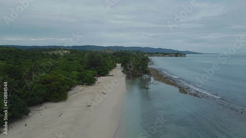 Aerial view of the White Sand Beach tourist attraction, Lhok Mee, Aceh, Indonesia. photo