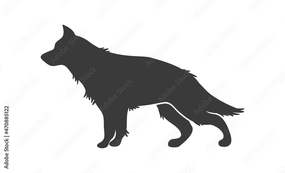 German shepherd silhouette. Sharp eared dog jack, vector icon
