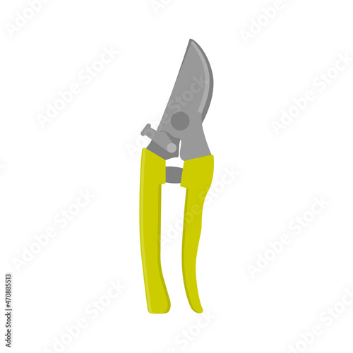 Garden shears. Secateurs. Garden tool trimmer in flat style. 