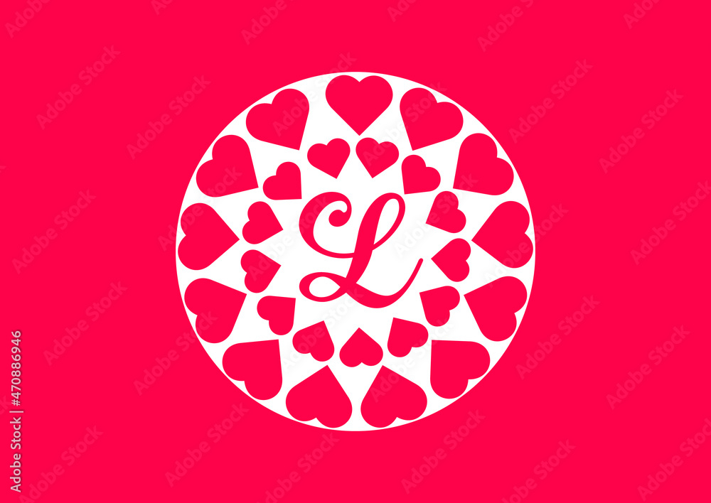 L letter logo with love icon, valentines day design template L letter logo with love icon, valentines day design template