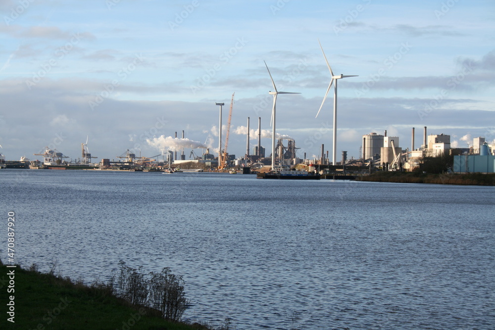 panorama of the port of ijmuiden