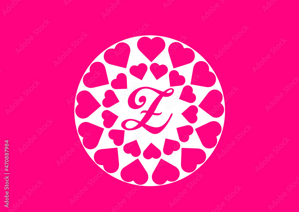 Z letter logo with love icon, valentines day design template Z letter logo with love icon, valentines day design template