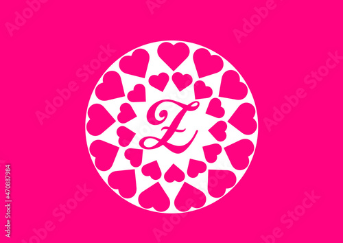 Fototapeta Naklejka Na Ścianę i Meble -  Z letter logo with love icon, valentines day design template
