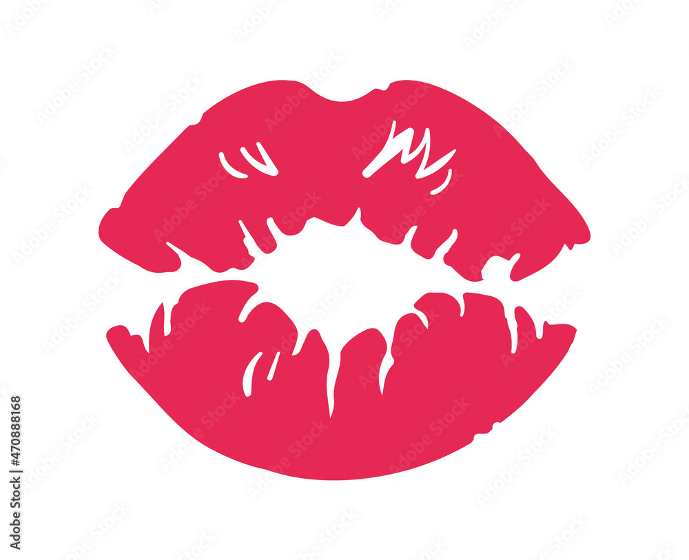 Kiss Sign Lipstick Mark Red Sexy Lips Silhouette Vector Illustration Stock Vector Adobe Stock