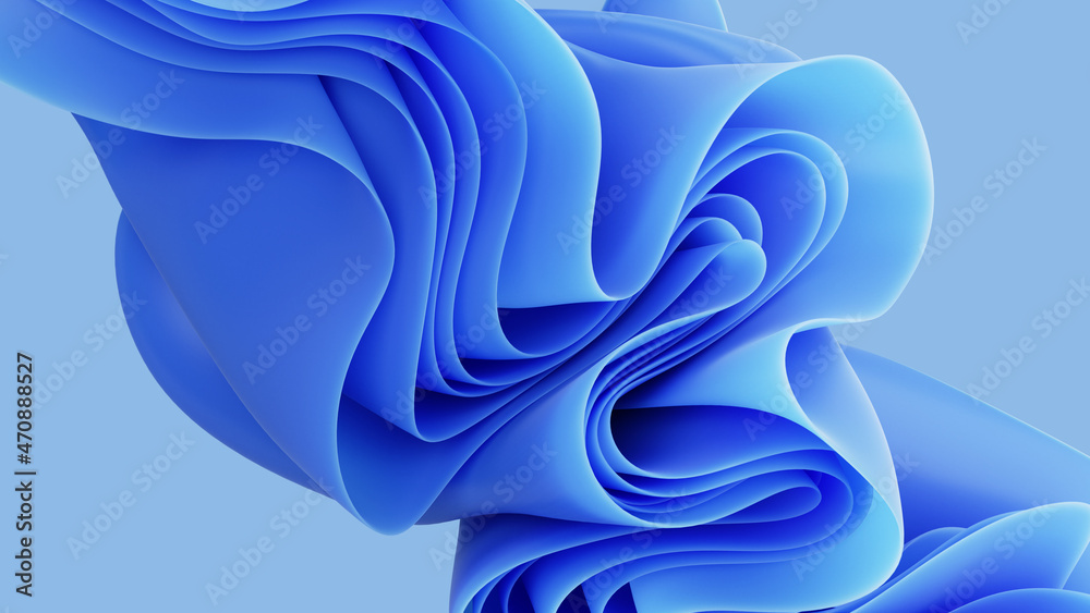 3d render, abstract modern blue background, folded cloth macro, fashion ...