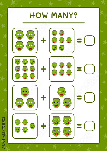 How many Monster  game for children. Vector illustration  printable worksheet