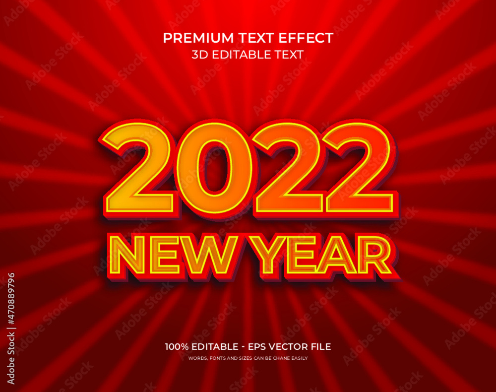 new year 2022 3d text effect