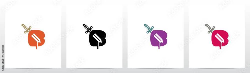 Knife Stab Letter Logo Design B Knife Stab Letter Logo Design B