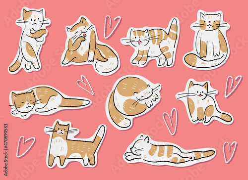 Illustration of funny cartoon kittens.