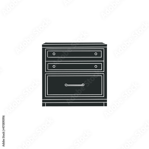 Filing Storage Icon Silhouette Illustration. Furniture Vector Graphic Pictogram Symbol Clip Art. Doodle Sketch Black Sign.