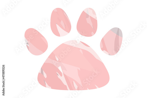 A pink dog paw isolated on white background. Good design element.