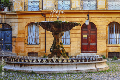 Famous old fountain in aix en provence France