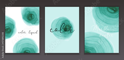 Marble Modern texture in blue color. Alcohol ink splash with isolated gold foil dots. Trendy pastel poster design. Liquid flow art