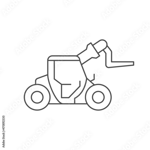 Telescopic forklift loader line icon