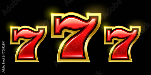 Three numbers seven. Symbol for casino advertising.