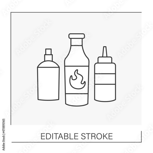 Tool line icon. Fire extinguisher for barbeque. Gas, oils and flammable liquids.BBQ concept. Isolated vector illustration. Editable stroke