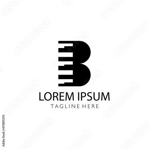 letter B music logo illustration piano vector design