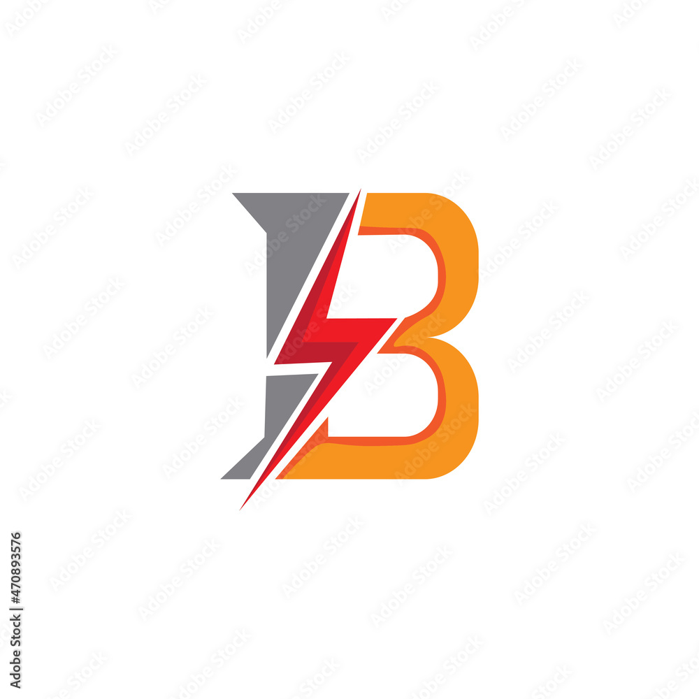 Electric illustration logo B with color creative design template Electric illustration logo B with color creative design template