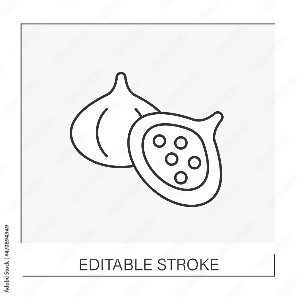 Figs line icon. Soft pearshaped fruit with sweet dark flesh and many small seeds.Fruit concept