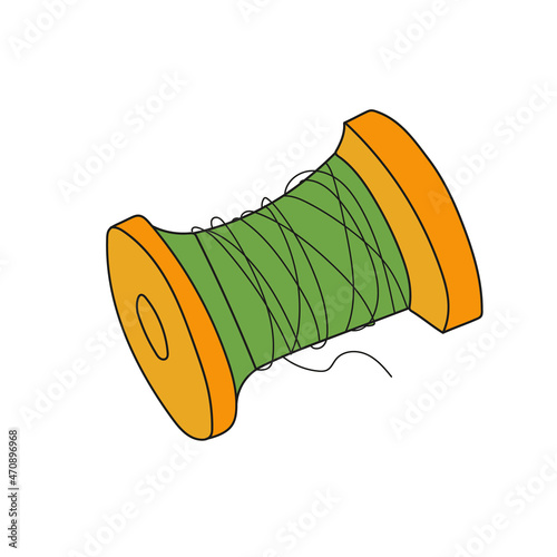 Simple cartoon icon. Wooden coil icon in cartoon style isolated on white background