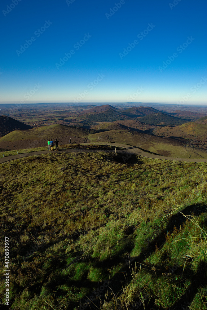 view of the Chaine des Volcans d'Auvergne in Puy-de-Dome in autumn