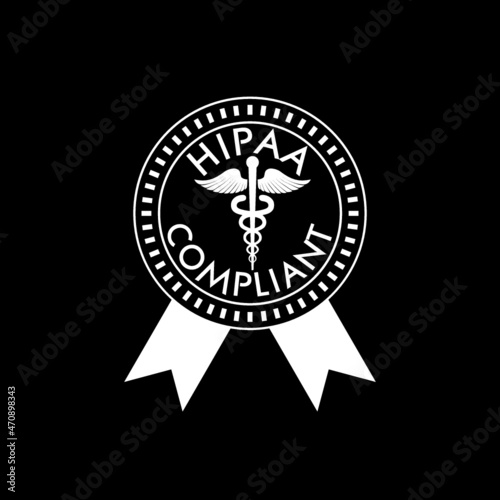 HIPAA badge icon isolated on dark background
