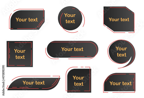 Digital titles set. Graphic elements for websites. Collection of buttons, magazine decoration. Place for your text, ui, ux, banner. Presentation or infographics. Cartoon flat vector illustration