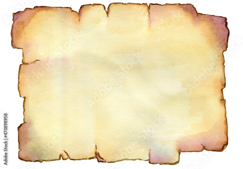 An old piece of paper, a roll of parchment. The original background or texture. Watercolor painting