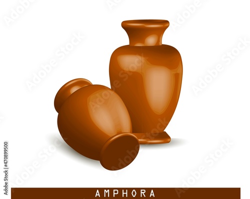 Antique vase. Greek amphora. Clay vase. The flowerpot is classic. old clay amphora isolated on white.