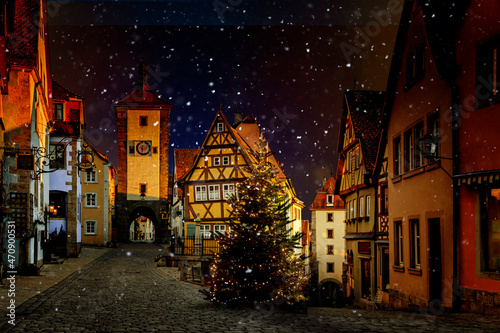 Winter in Rothenburg ob der Tauber, Deutschland