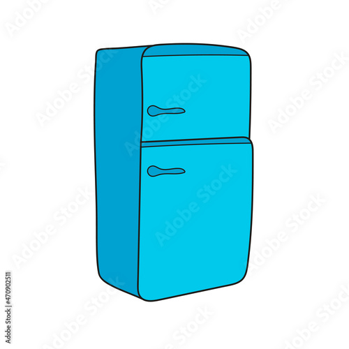 Simple cartoon icon. Refrigerator vector cartoon illustration on white