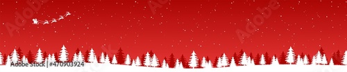 christmas landscape background with flying Santa