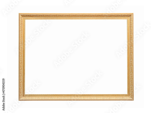 Gilded wooden frame for paintings. Isolated on white