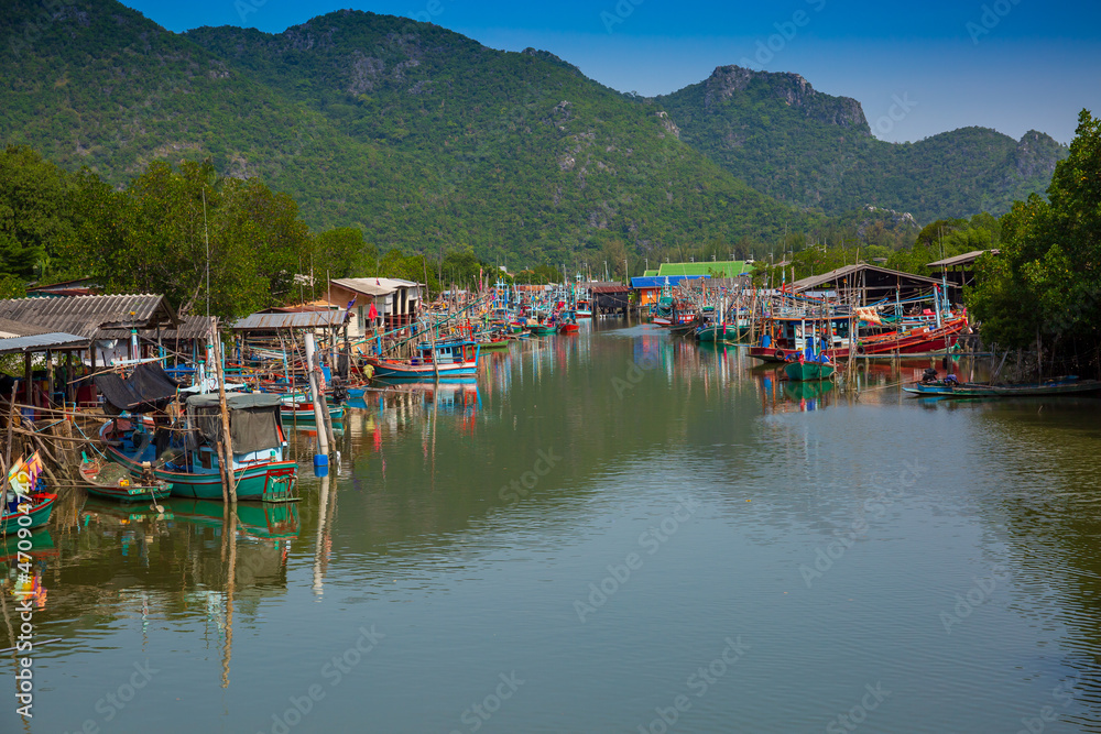 Fishing village at Ban Ao Kram , Chumphon province in Thailand 
