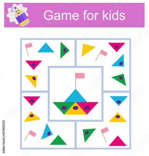 Free Download Education logic game for kids. Connect the details and geometric shapes. Preschool worksheet activity.  - GFXLoad