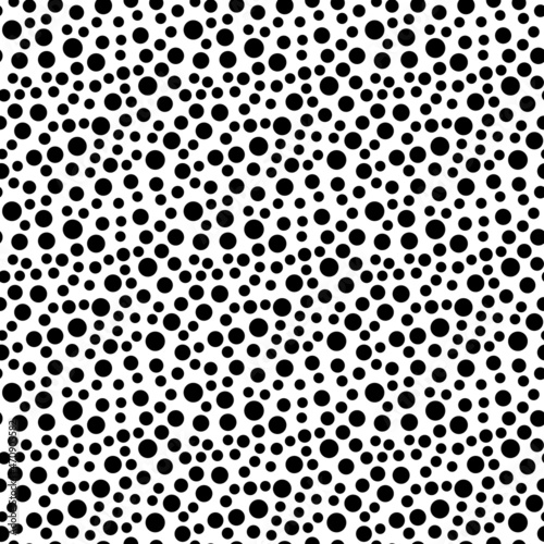 Polka Dot Vector Seamless Pattern. Spot circle bubble texture. Monochrome black and white abstract background design
