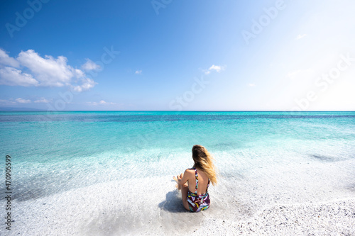 A girl bathing in Stintino beach called 
