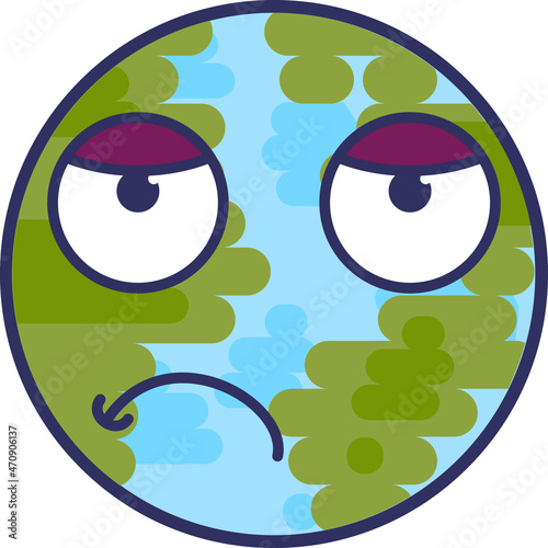 Planet sorrowful expression facial emoji vector